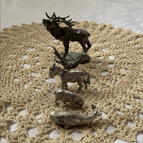 Other - Vintage 1984 Handcrafted Pewter Silver Animal Figurine Set. Qty. (5)